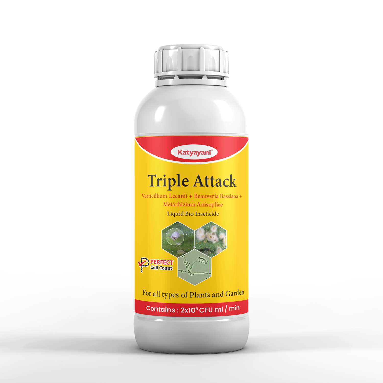 Katyayani Triple Attack | Verticillium Lecanii + Beauveria Bassiana + Metarhizium Anisopliae | Bio Pesticide - Liquid