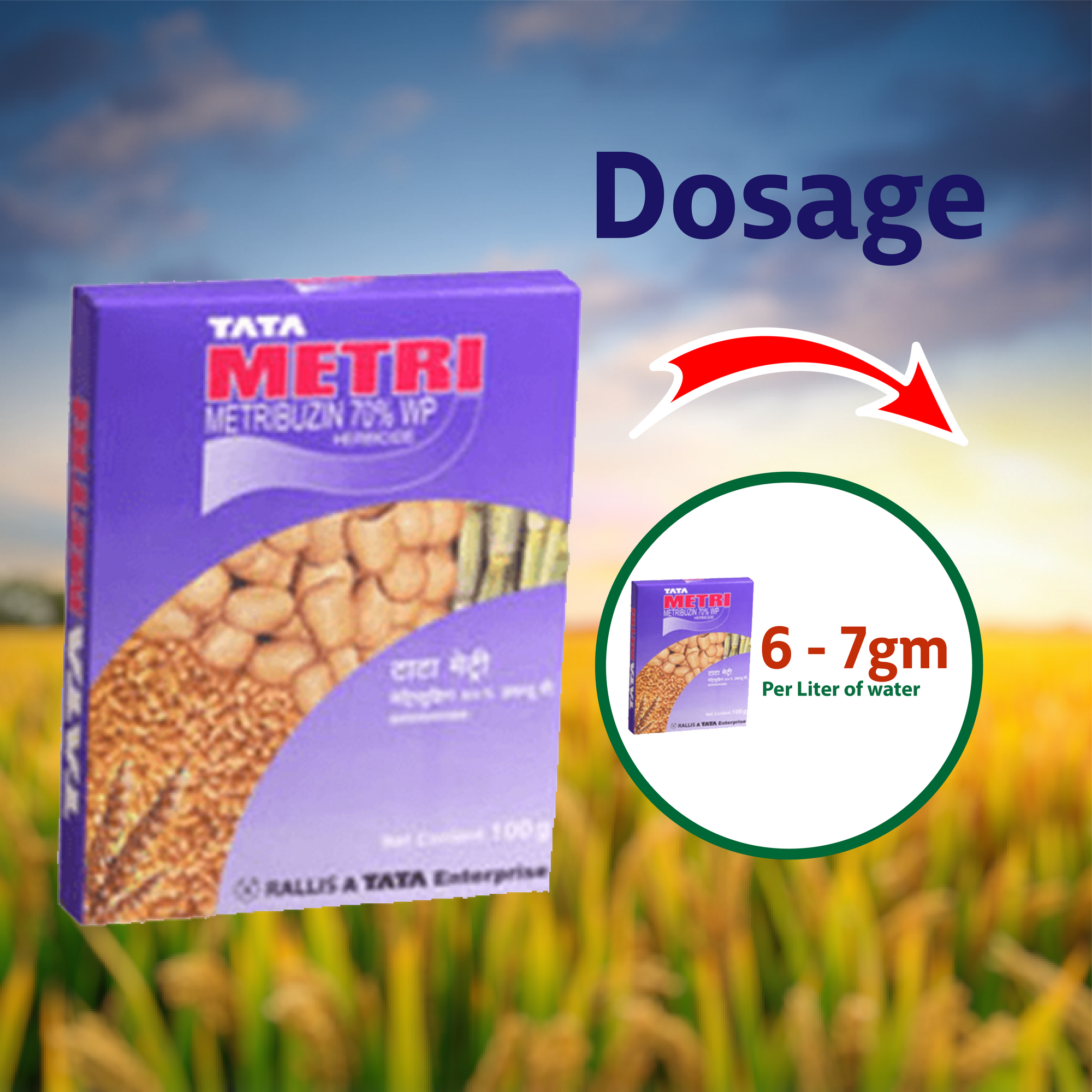 Tata Metri (Metribuzin 70% WP) Herbicide