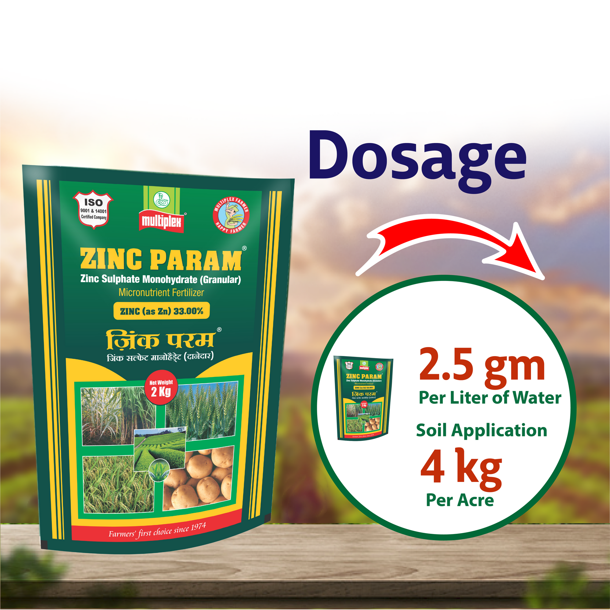 Multiplex Zinc Param (Zinc Sulphate Monohydrate) Dosage